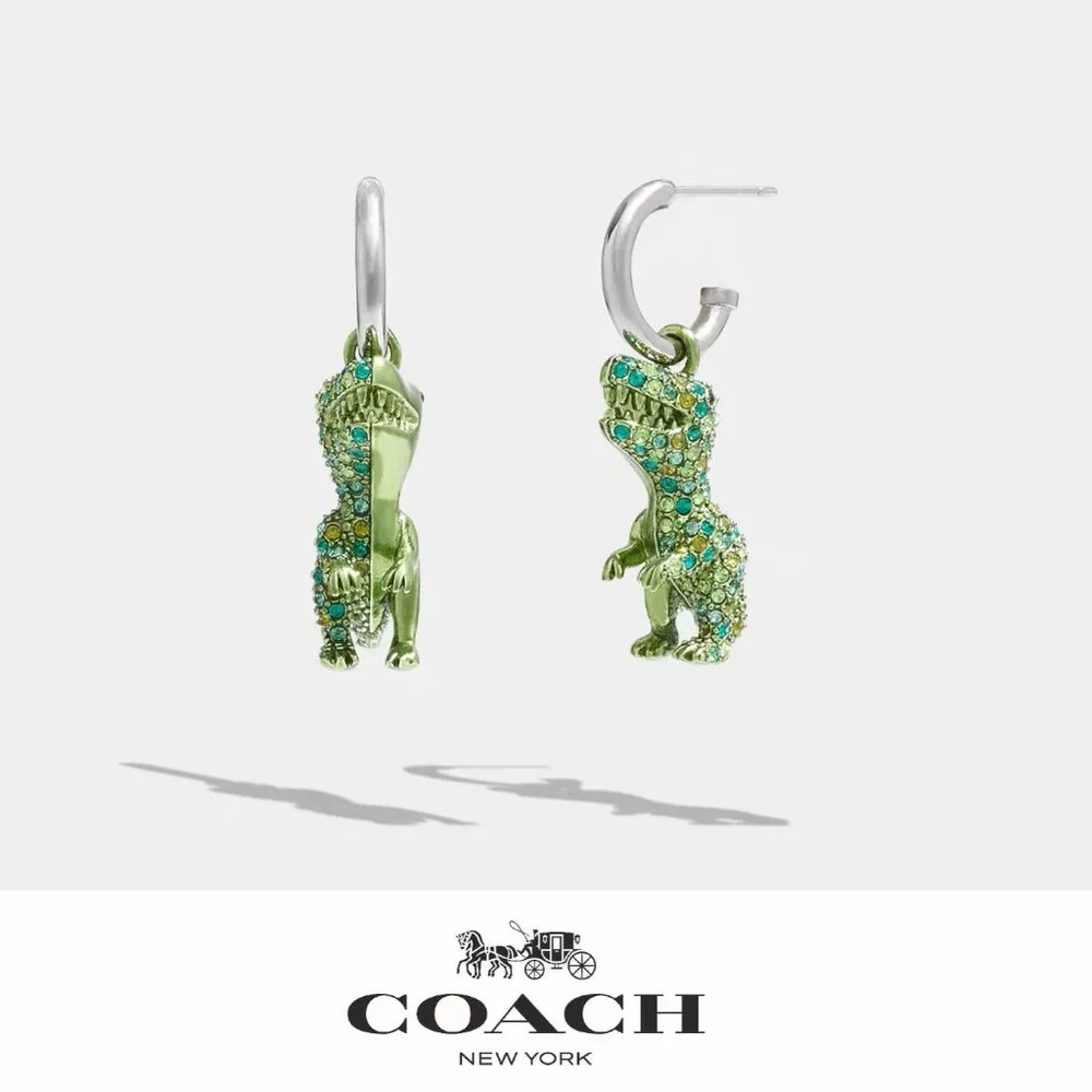 🥰 Coach Pavé Rexy Huggie Earrings Green